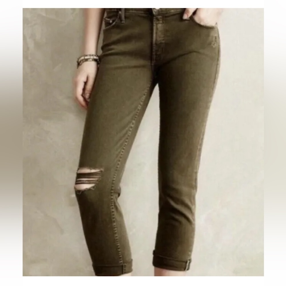 Excellent used condition MOTHER “The Dropout” jeans in moss green, size 24.